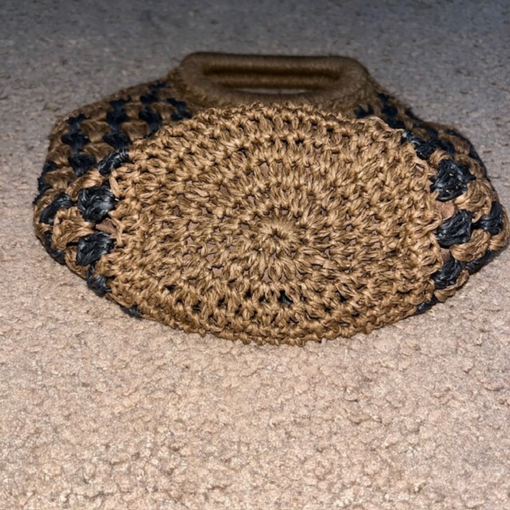 Fe Noel x Target Woven Straw Handbag Crochet Checkered Brown Black OS - Picture 3 of 6